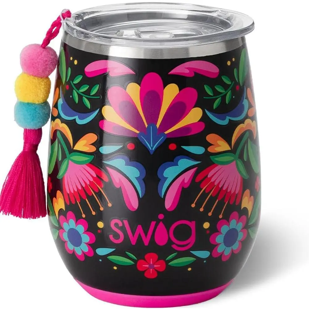 14oz Stemless Wine Cup, Insulated Wine Tumbler with Lid, Stainless Steel Travel Tumbler (Caliente)Gift.
