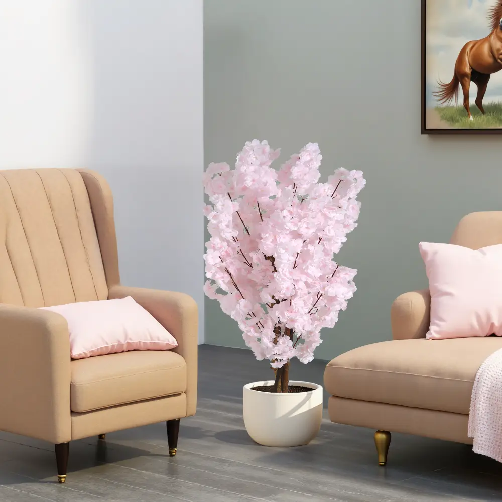 43" Artificial Cherry Blossom Tree with Black Plastic Pot