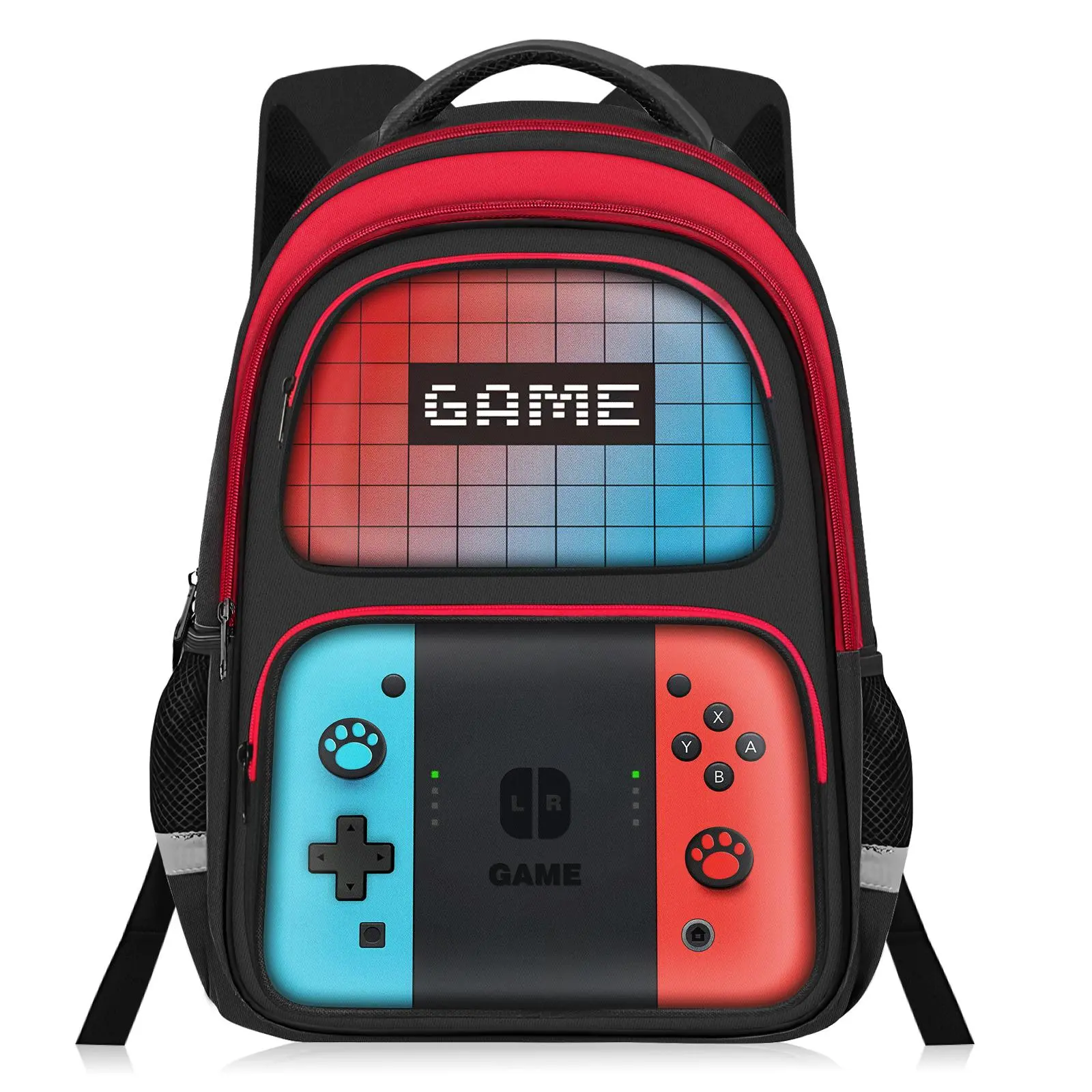 HFHTDC Gamer Men's Fashion Backpack - 17in Vibrant Game Print School Bookbag for Boys (Ages 6-18) with Ample Storage, Book Organization, Padded Straps, Travel-Ready Design