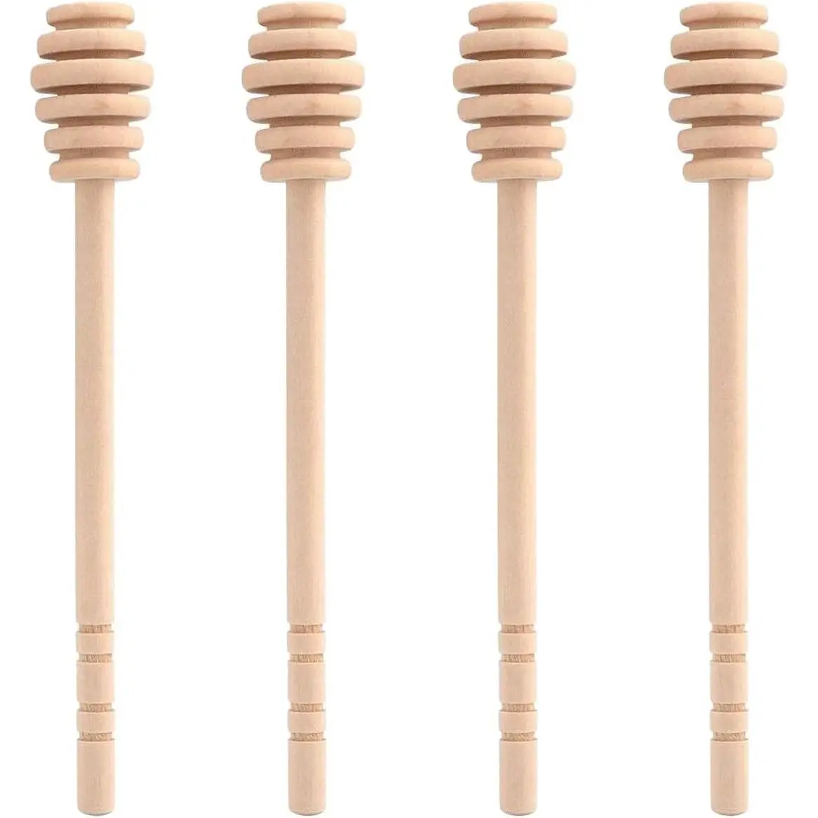 4 Pcs (6.3 Inches) Wooden Honey Mixing Stirrer Honey Dipper Sticks Honey Comb Stick Honey Spoon Collecting Dispensing Drizzling Jam