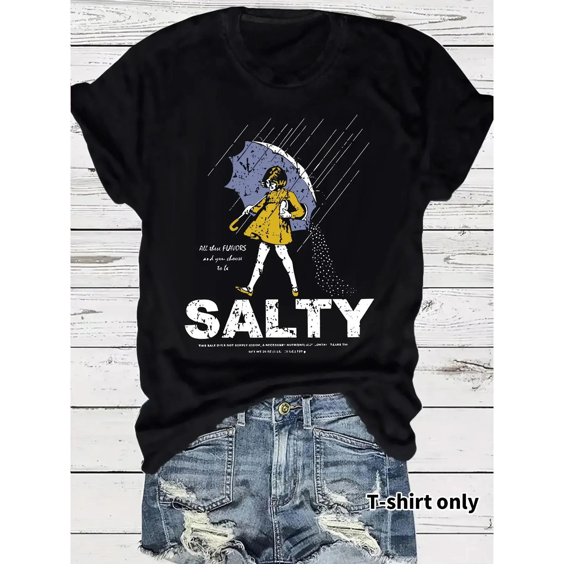 Summer 2026 100% CottonWomen's Vintage Graphic T-shirt, Casual Lightweight Short Sleeve Fitted Knit Top with Umbrella Girl Print for Summer, Shortsleeve, Tshirt, Women's ClothesUnisex Graphic Tee,Muppet,Bowknot,fem,big,custom,womens,full,shirts,zodiac