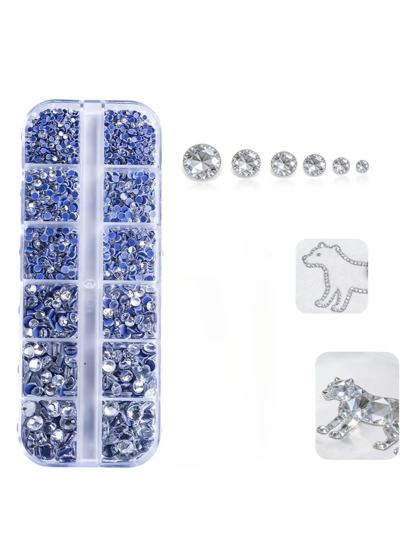 3400pcs/box resin crystal rhinestone set, hot melt repair rhinestone can be opened separately, suitable for clothing, shoes, bags, and creative design