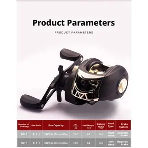 Yingmeng Baitcasting Reel, Magnetic Brake Anti-Backlash System, Smooth Casting Fishing Reel for Beginner Saltwater Freshwater, Corrosion Resistant Metal Body