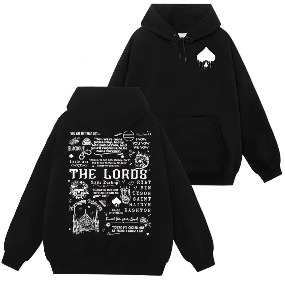 Unisex Booktok Dark Romance Loose Casual Long Sleeve Hoodie, The Lords Book Quotes Crewneck, Shantel Tessier Fan Apparel, House of Lords Barrington University Top, Perfect Valentine Gift For Book Lovers; Includes Matching Sweatshirt & T-Shirt