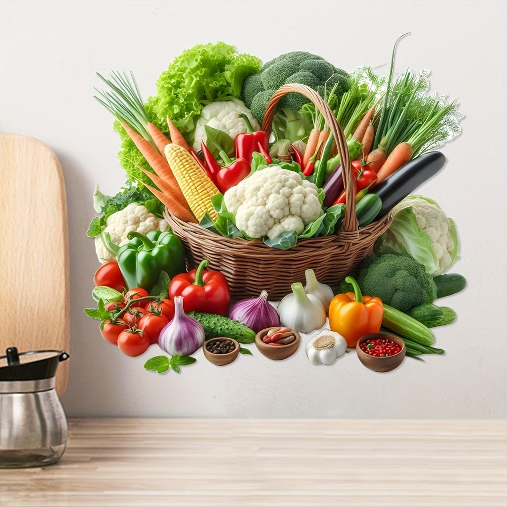 Self-Adhesive Removable Vegetable Fruit Wall Decal, Kitchen Living Room Decoration, Easy Peel & Stick Vinyl Art, Home Decor Sticker