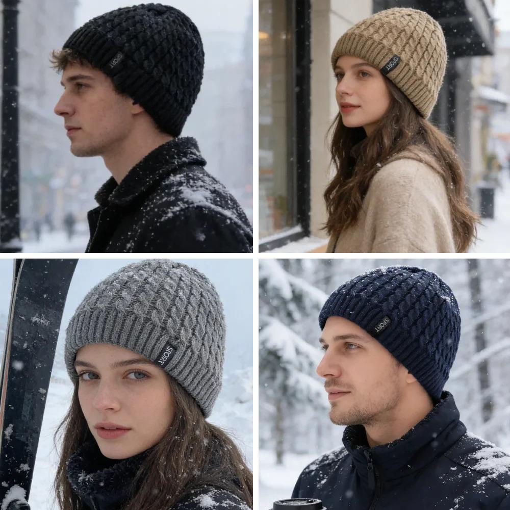 Hot Sale Unisex Casual Winter Hat SPORT Label Twisted Pattern Knitted Hat Winter Cozy Soft Beanie Hats