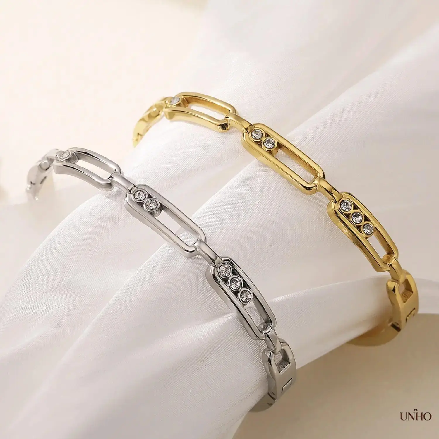 Women’s Classic Slidable Stainless Steel Bridal Link Bracelet, Chic Adjustable Sports‑Style Wristband, High‑Quality Jewelry For Wedding Wear, Bridal Gifting & Wholesale Business Accessory