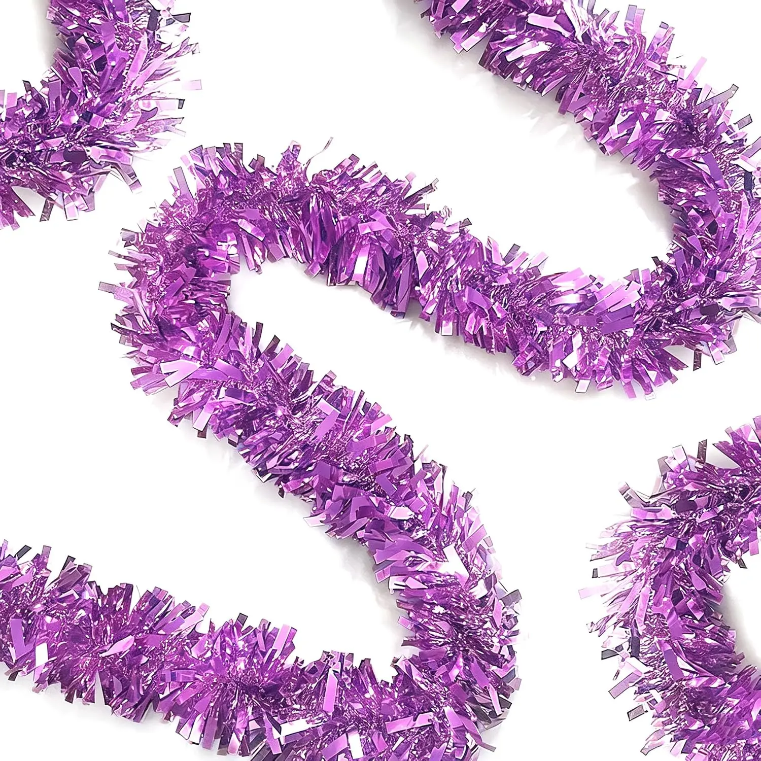 33Ft Christmas Tinsel Garland Xmas Tree Decorations Shiny Thick Metallic Twist Garlands Ceiling  Birthday Streamers for  Year Party Indoor Outdoor Decor Supplies-Light