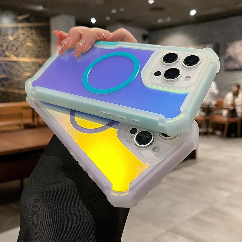 Magnetic Ice Mist Matte Color Gradient Dragon Phone Case Suitable for Apple/iPhone 17 16 15 14Plus 13Pro 12pro 11Pro Max Supports Wireless Charging Colorful Laser Four Corner Shockproof Male and Female Protective Cases Holiday Gifts