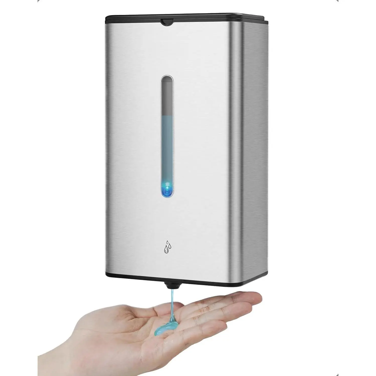 Heavy Duty Automatic Soap Dispenser,33.8oz for Bathroom,Brushed Steel | 5-Level and Savety Key for Commercial(4*  Not Included),Screw Wall Mount for Space-Saving,Stainless Steel AK1207