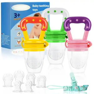 Baby Fruit Feeder/Food Feeder Pacifier (3 Pack)- Infant Teething Feeders |   Silicone Teether Feeder Babies |   Baby Feeding Essentials |   Food Pacifier  Babies - Pink