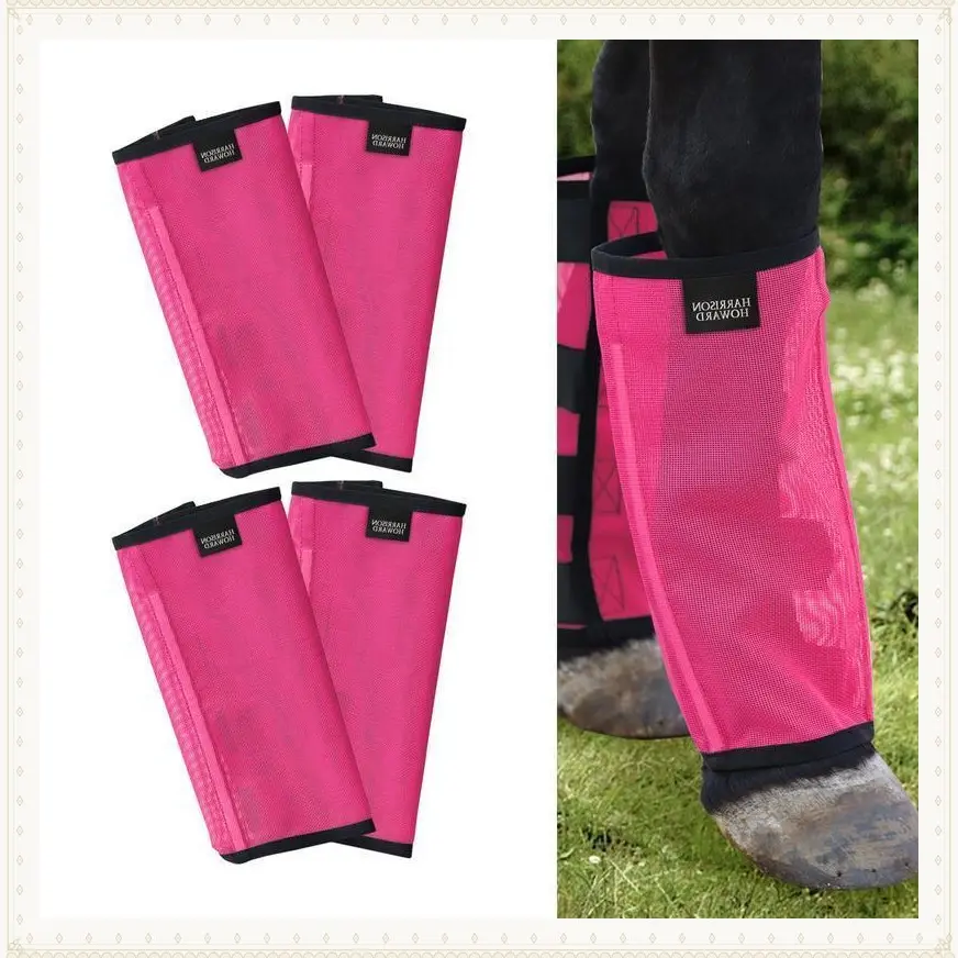 Loose Fitting Fly Boots UV-Protective Extra Tough Mesh with Colorful Four Fasteners, Stay-on Design Horse Legs Stomp Reduction