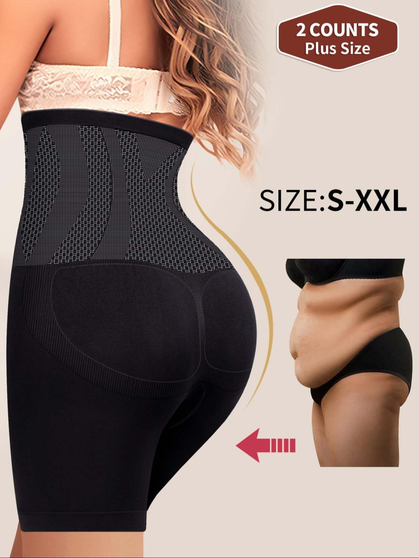 2-Pack MEIYATING  Women's Plus Size High-Waist Control Underwear, Seamless Shapewear Panties, Butt Lifting Leg Sculpting, Premium Quality