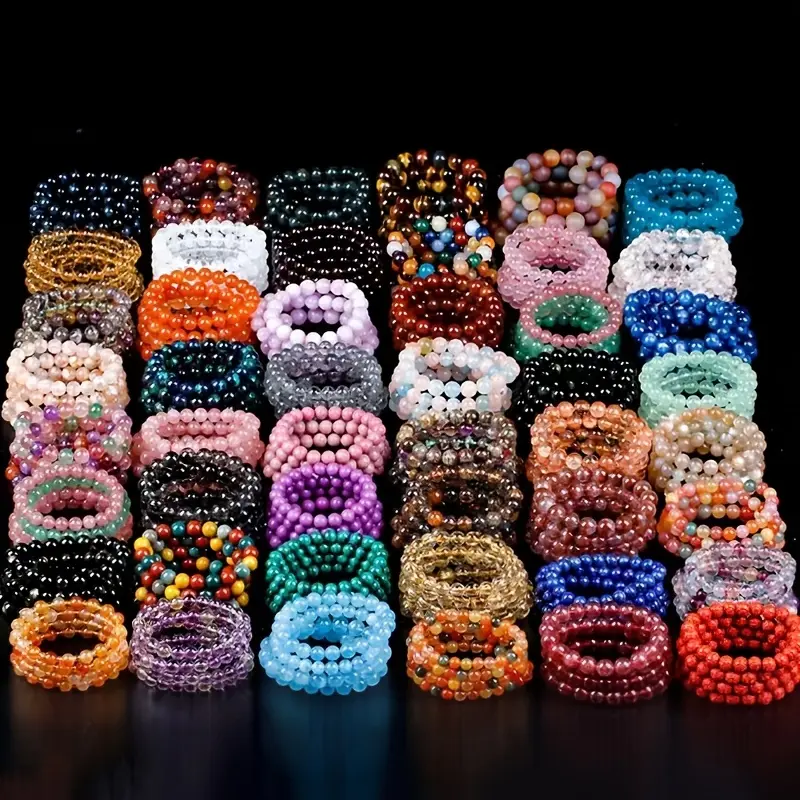 55/75Pcs Mixed Stylish Colorful Glass Beaded Elastic Bracelet Set - Suitable for Men And Women Daily Wear And Gift Giving, Perfect for Best Friend Bracelets