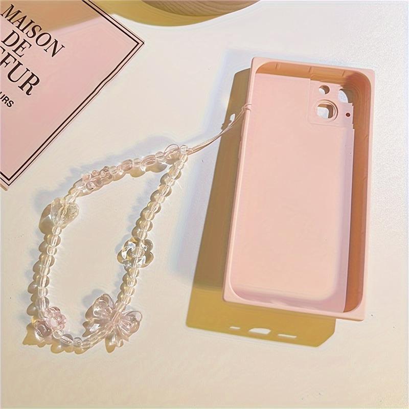 1pc Rosy Butterfly Flower Bear Phone Chain Trendy Pendant For IPhone/Samsung Universal Accessories Cute Phone Hanging Rope