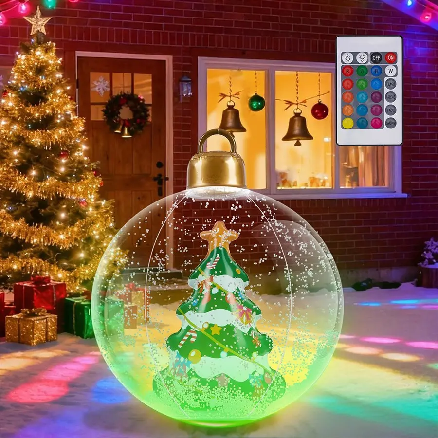 Christmas Festival Inflatable Decorations, PVC Reusable Christmas Balls, Outdoor Indoor Use, 3 Styles Available, Holiday Decoration