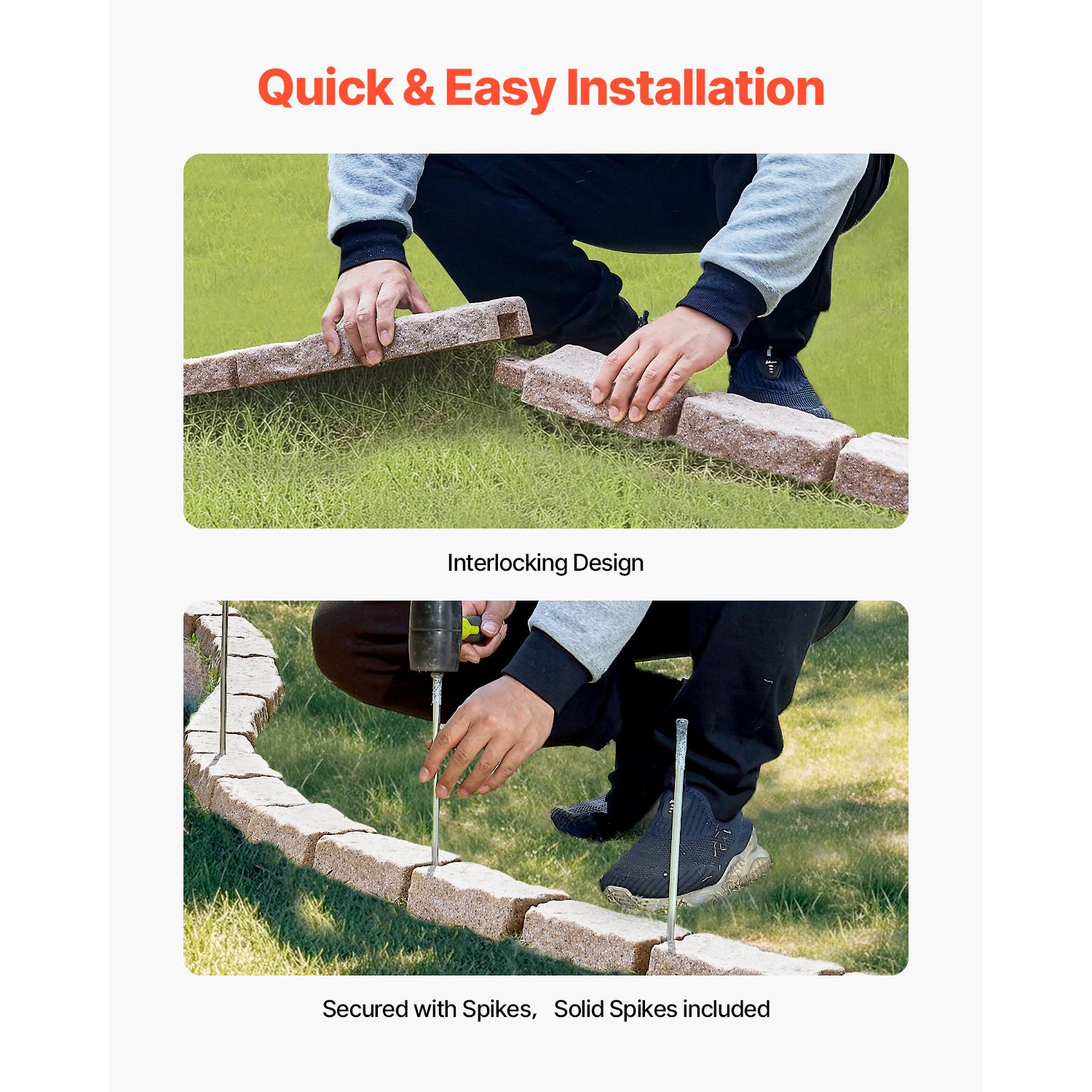 VEVOR Imitation Stone Landscape Lawn Edging Border Fade-Free No Digging Required Small/Medium/Large Beige/Sandstone Grey/Brown Heavy Duty Ballistic Nylon Tool Bag Luminous Resin Christmas Music Box Ornament Carpenter Belt with Suspenders removable zipper