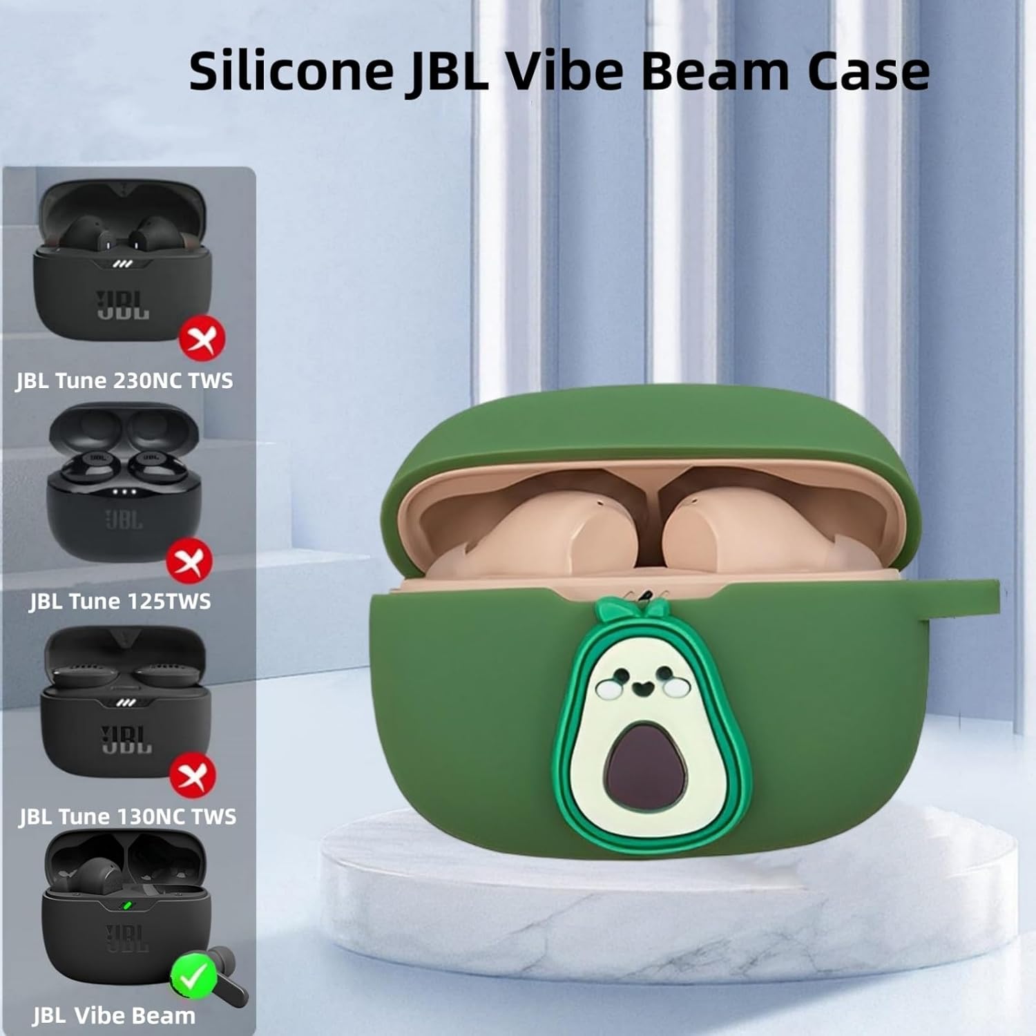 Case Compatible with JBL Vibe Beam/Vibe Beam 2/Vibe 200TWS, Silicone Anime Astronaut Portable Shock Compatible with JBL Vibe Beam Earbuds Case with Pendant for Women