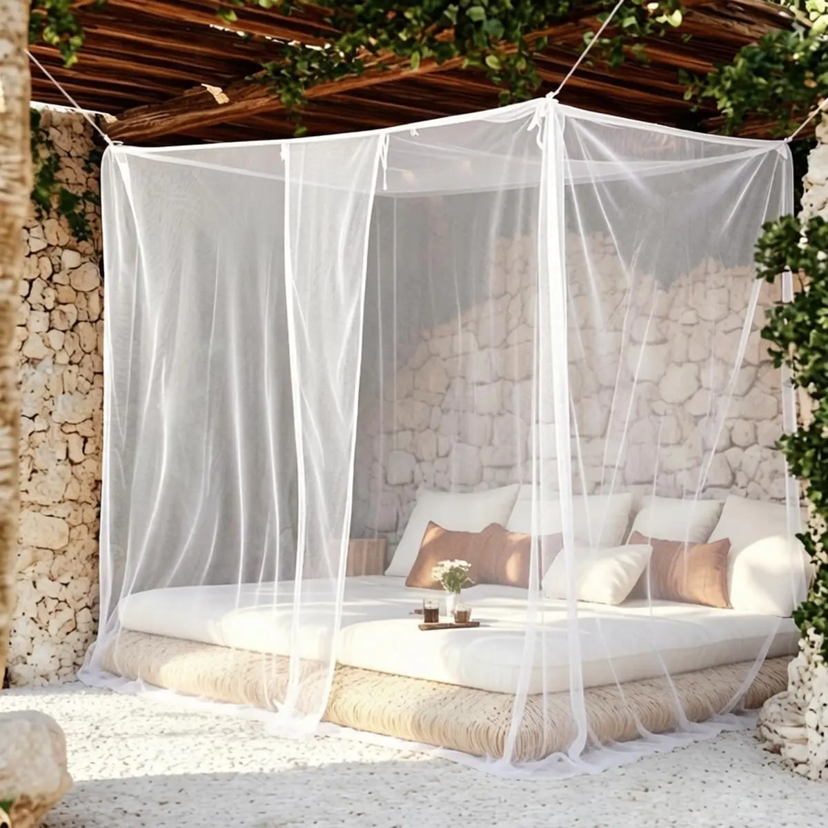 4 Corners Net for Mosquiteros para Camas Bed Canopies Netting Bed Drapes Rectangular Mesh for Camping Home Travel