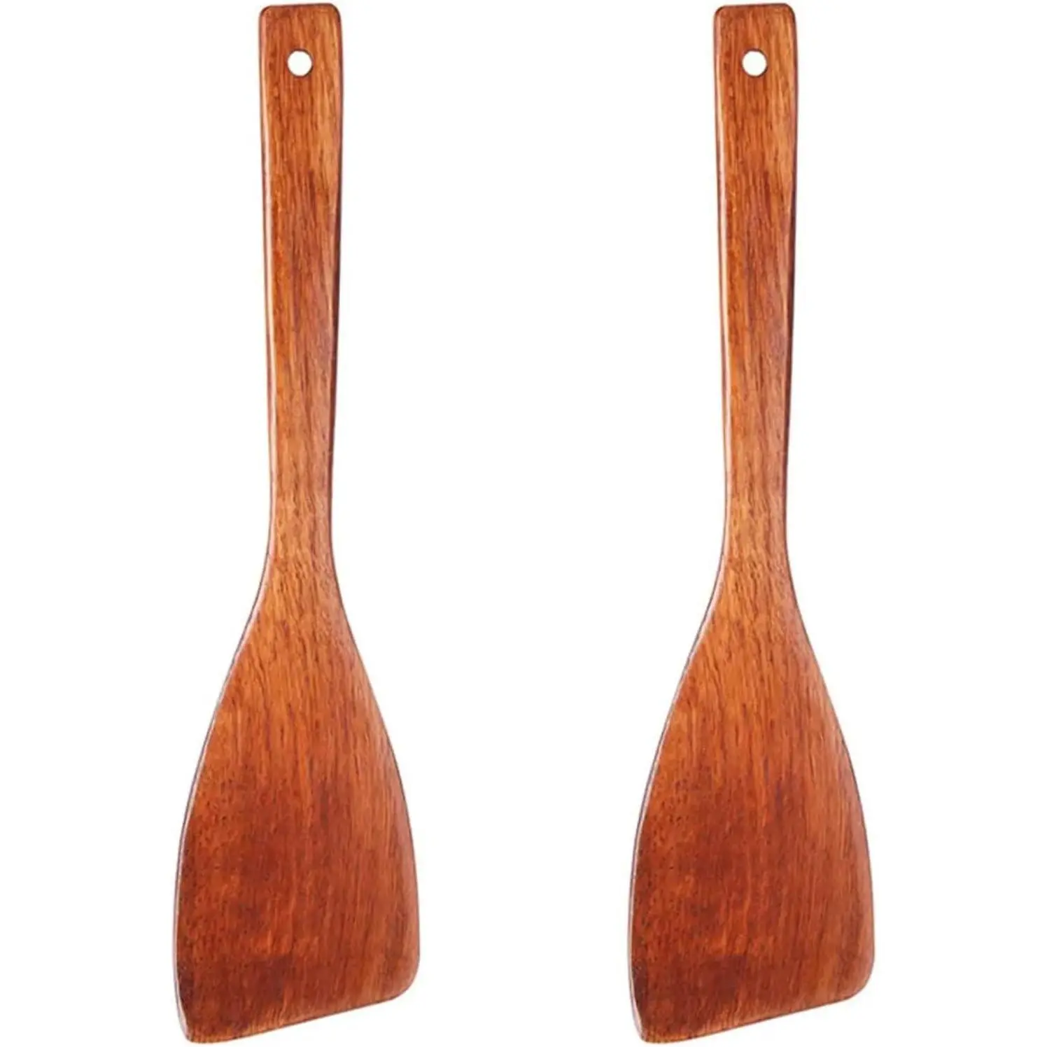 12.8-inch Cherry  Spatula 2 Pack, Long Handle Flat Wooden Spatula Cooking Utensils for Nonstick Cookware, Kitchen Spatula for Cooking Flipping, Serving, Scraping & Turning