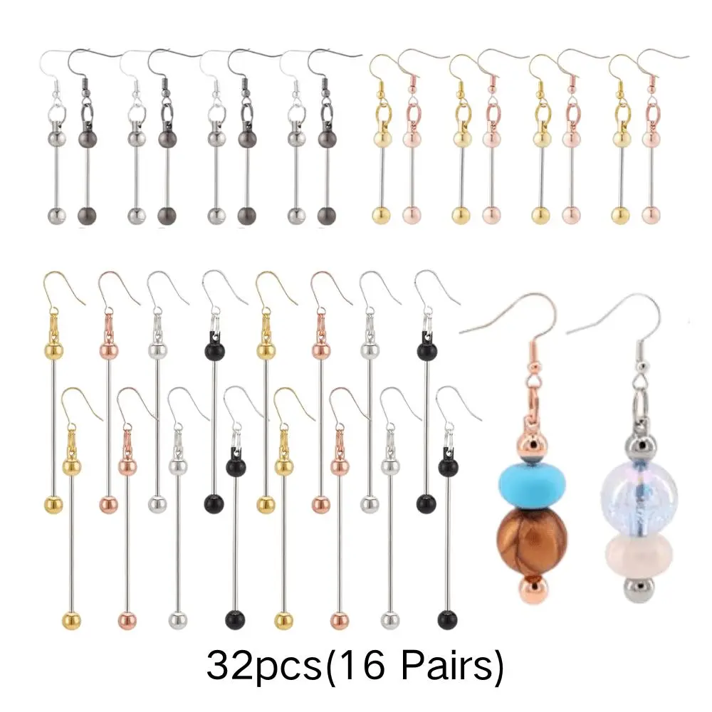 Women's Beadable Dangle Drop Earrings - 32pcs (16 Pairs) Handmade Romantic Fashion DIY Beading Supplies, Gifts for Female Friends, Mother's Day Presents, Diy Gifts, Mother's Day Gifts