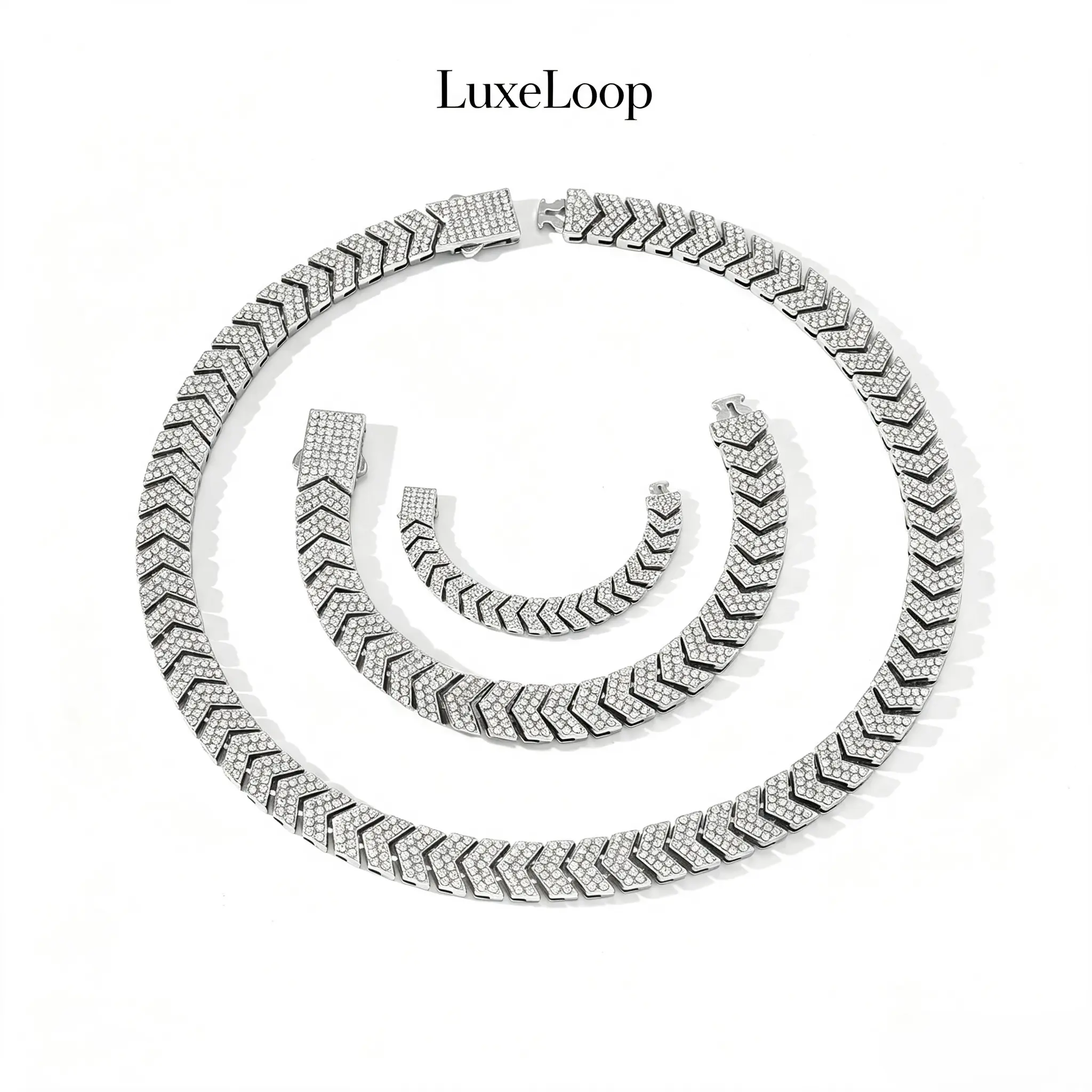 LuxeLoop Iced Out Arrow Fish Tail Cuban Link Necklace for Men Women Cubic Zirconia Gold Silver Plated Minimal Y2K Aesthetic Hip Hop Stackable Streetwear Jewelry Gift
