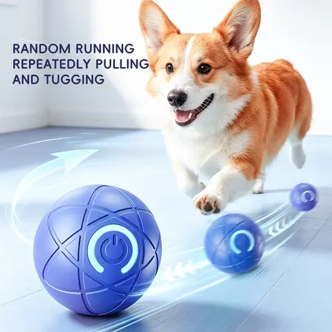 Interactive Gravity Bounce Dog Toy, Durable Chew Ball, Pet Slow Feeder, Auto Teasing Function, Rechargeable, Automatic, Suitable for Small Dogs