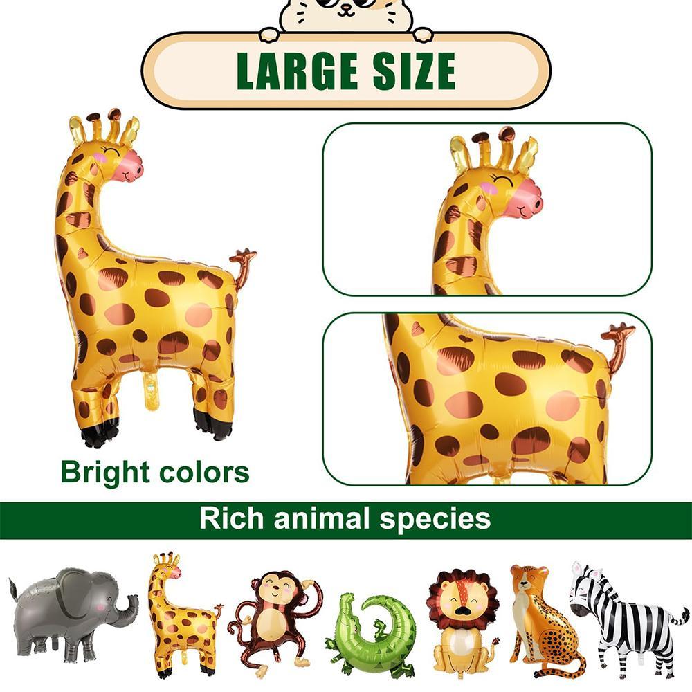 Safari Animals Happy Birthday Banner Pennant Foil Animal Balloons for Kids Jungle Safari Zoo Theme Party Decoration Supplies Toy