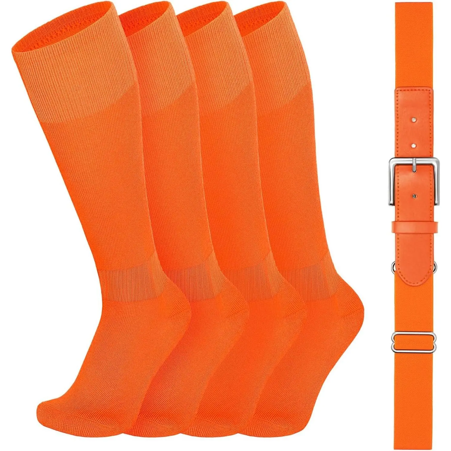 Youth Baseball Belt and Socks Combo, Elastic Softball Belts and Socks for Boys and Adult (2 Pairs of Socks & 1 Belt)
