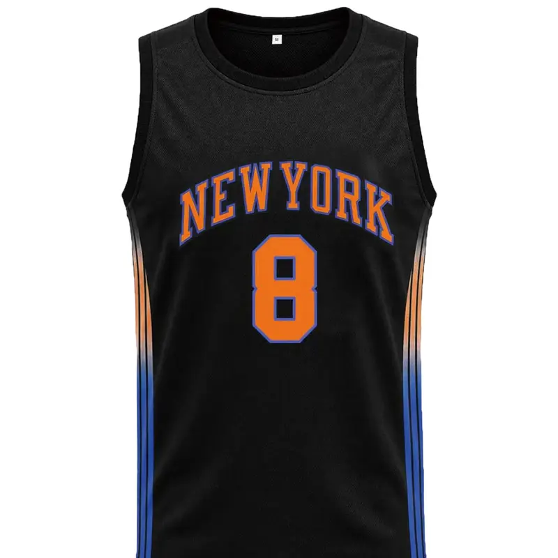 KTYSDE 🔥 Hot Selling Men's #8 New York Embroidery Basketball Jersey Embroidered Breathable Unisex Sleeveless Athletic Tank Top for Sports Training Casual Sports Jersey Workout Tops Sporty Sports Top