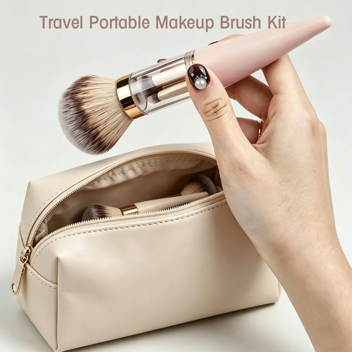 5-In-1 Extendable Makeup Brush Set, Travel Capsule Design, Concealer Brush, Blush Brush, Dual-Ended Eye Brush, Portable & Space-Saving