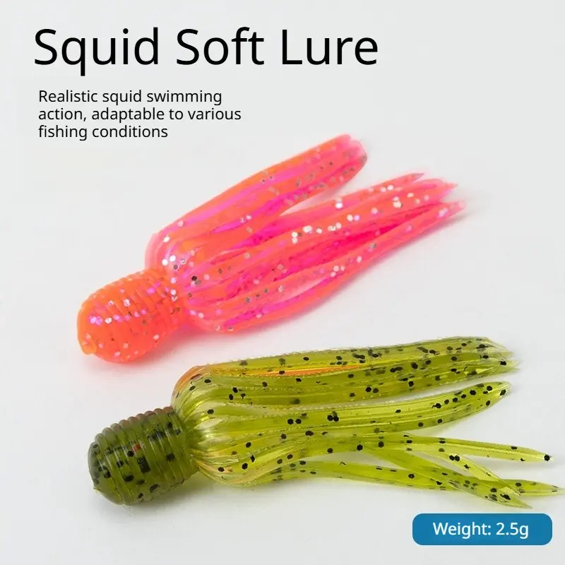 7Pcs Squid Soft Lure Kit, Bionic Octopus Saltwater Trolling Bait for Sea Bass Grouper Boat Fishing Squid octopus soft lure, saltwater trolling bait, boat offshore fishing tackle, sea bass grouper lure, scented elastomer soft bait, rock reef fishing rig