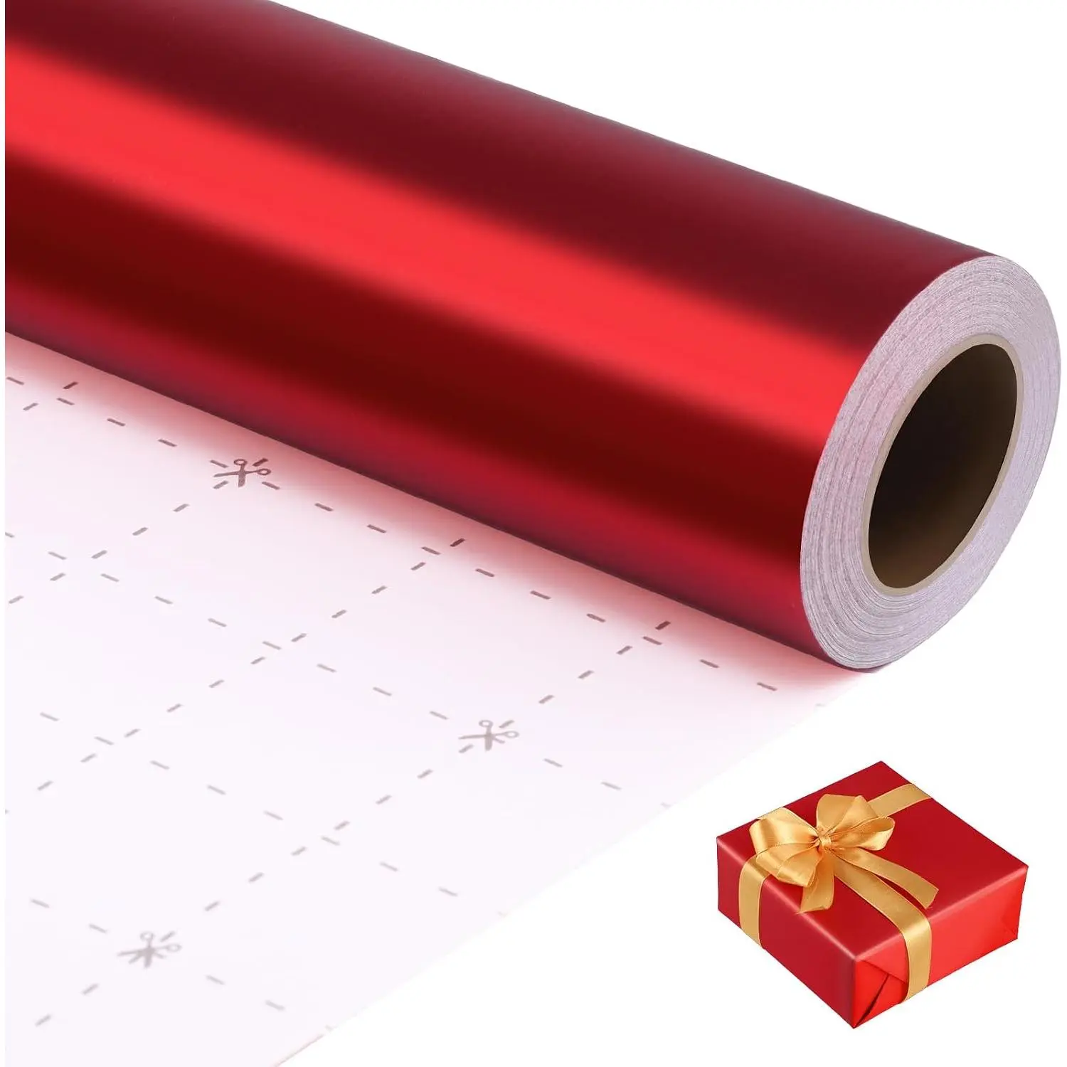 Red Wrapping Paper Roll 17 In X 33 Ft Solid Matte  Wrap | Metallic Wrapping Paper for Anniversaries Wedding Birthday Holiday DIY Bouquet