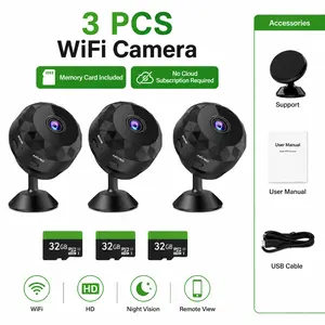 2026 New 3-Pack 32g Smart HD Camera, 1080P Indoor/Outdoor Security Camera, Motion Detection, Remote App Access, Portable Wide-Angle Lens for Baby, Pet, Nanny Monitoring