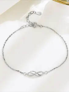 S925 Sterling Silver Infinity Symbol Design Bracelet, Simple Elegant Design Bracelet with Sparkling Cubic Zirconia, Fashion Jewelry Accessories for Women