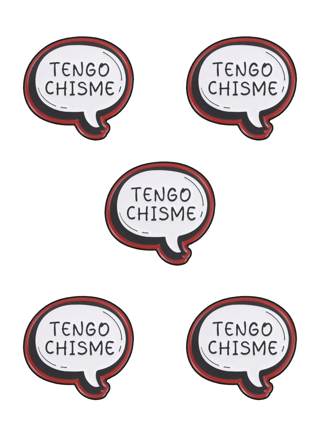 5pcs Spanish Gossip Speech Bubble Enamel Pins, 'tengo Chisme' Latin Funny Slang, Metal Brooches, Creative Gifts for Spanish Lovers