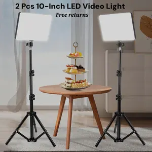 2 Pack 10" LED Selfie Lights with 43" Adjustable Tripod Stands, Dimmable Three Color Modes Fill Lights for Video Recording, Live Streaming, Makeup, Photography, Vlogging, Online Meetings and Content Creation #Summer Wins#Fathersdaygift