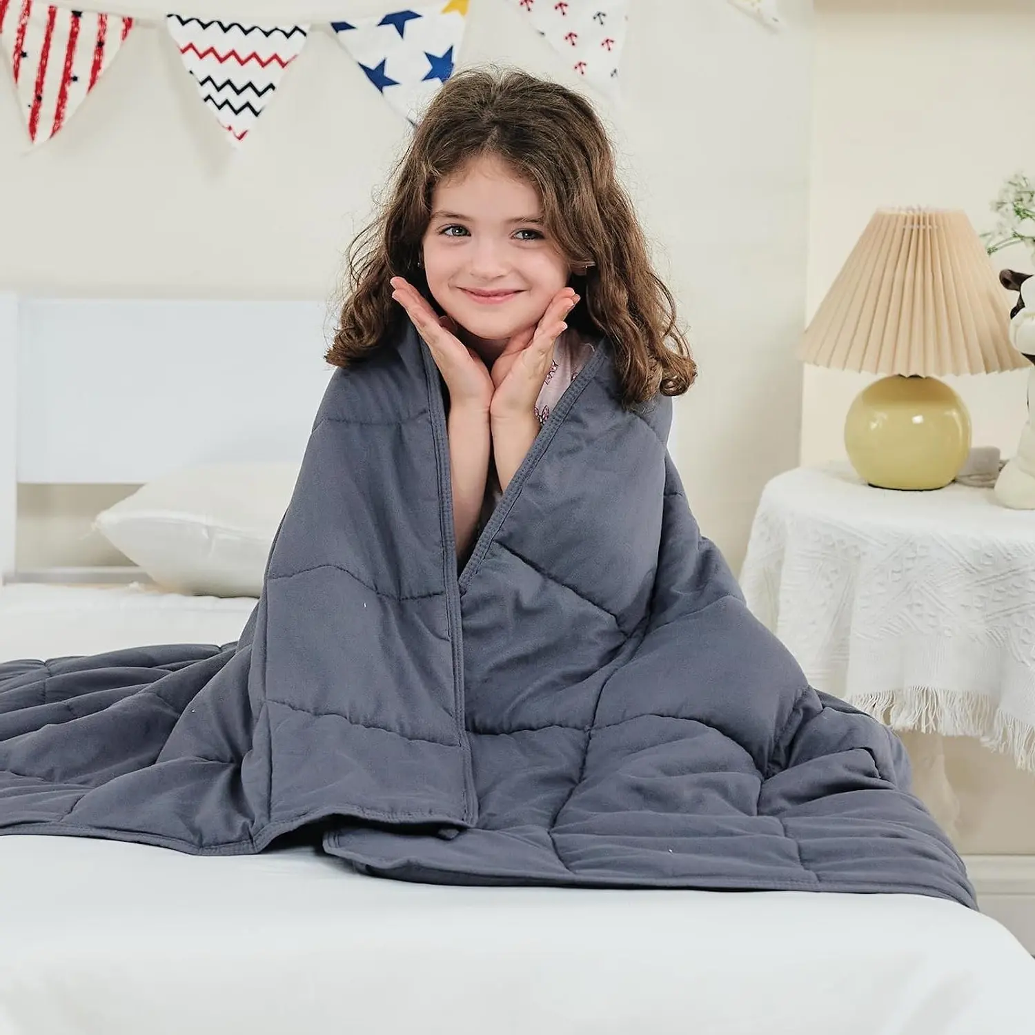 Weighted Blanket 5 lbs 36" x 48" Grey Cooling Heavy Blanket for 40-60 lbs, Breathable Throw Blanket with Premium Glass Bead, Machine Washable - Perfect GiftGift