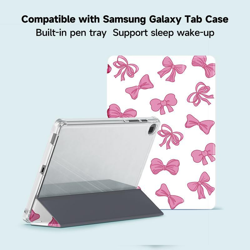 Bowknot Pattern Tablet Case with Pen Slot, 1 Count Auto Sleep/Wake Tablet Protective Cover, Tablet Accessories Compatible with iPad Samsung Galaxy Huawei Matepad Lenovo Tab Xiaomi Pad