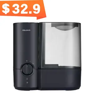 Pelonis PSU12W1BB Warm Mist Humidifier 1.2 Gallon Large Tank Ultra Quiet 2 Mist Output Settings Up to 23 Hours Runtime Filter Free Design Low Water Auto Shut Off Top Handle Water Tank for Easy Refill & Clean Aromatherapy Compatible Fast Humidification Rel