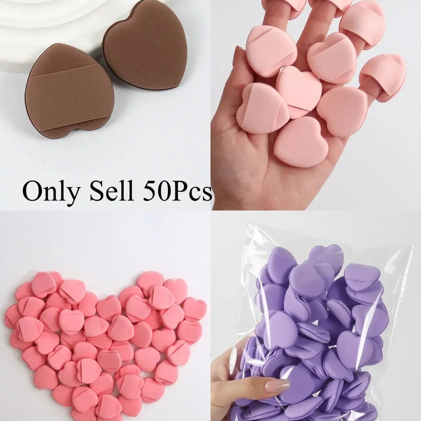 50pc Cushion Powder Puffs, Mini Finger Air Sponges, Latex-Free Cosmetics Tools, Ideal for Liquid Foundation Application
