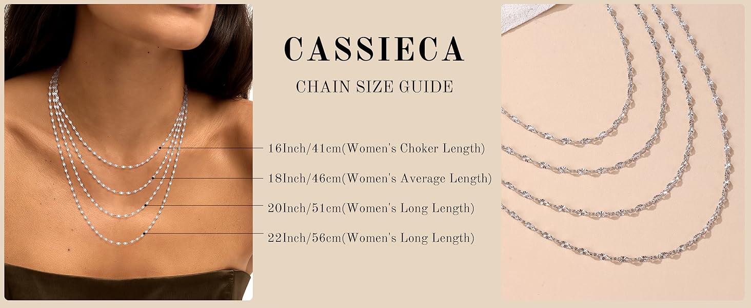 CASSIECA Women's 925 Silver Chain Without Pendant 0.9mm Snake Chain Sturdy Non-Tarnishing Silver Chain Women's Jewellery Gifts for Women 2mm Silver Lip Necklace