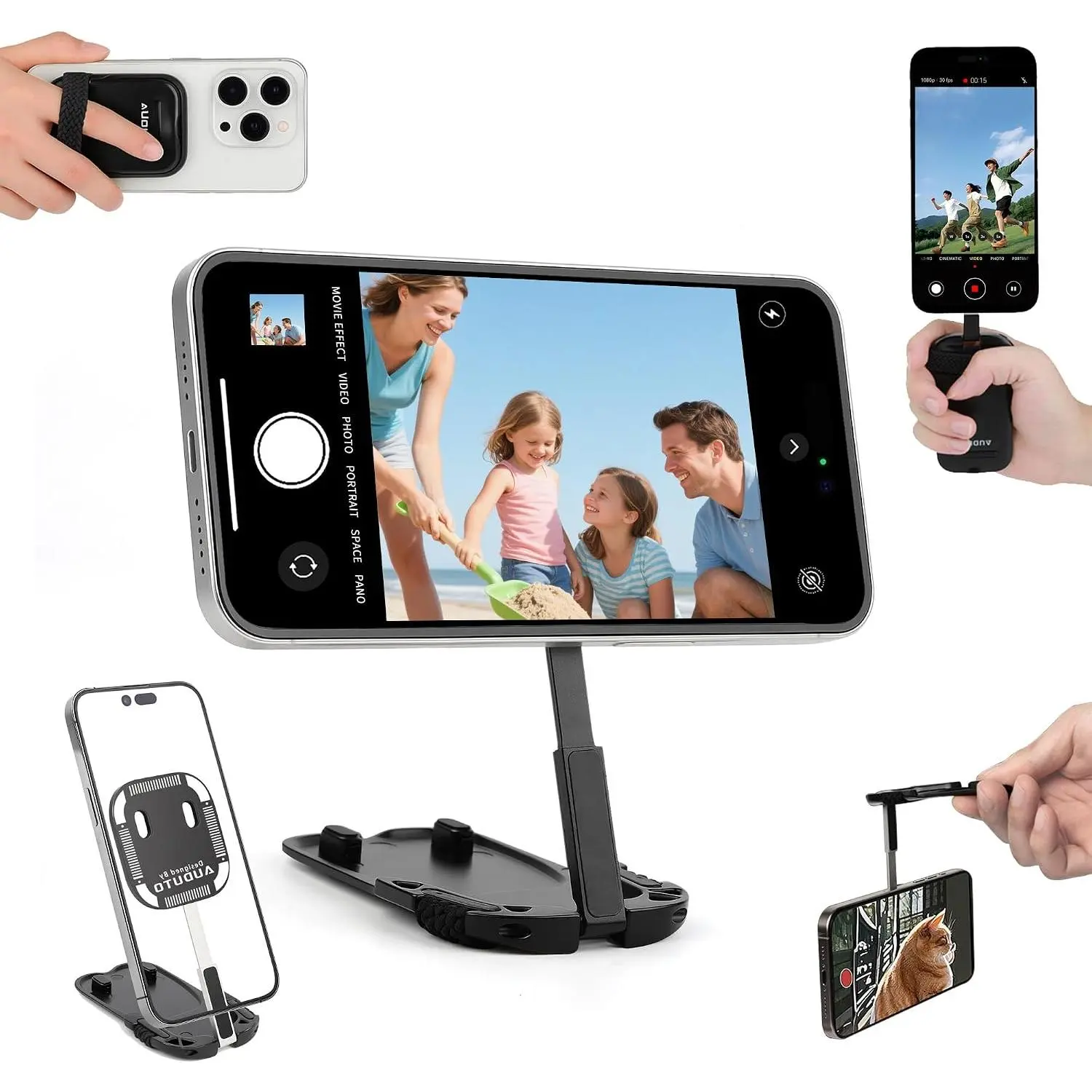 Phone Tripod Stand, Portable Mini Selfie Stick for  17/16/15/14/13/12 & MagSafe,  Angle-Adjustable Foldable   Phone Holder, Travel Essentials
