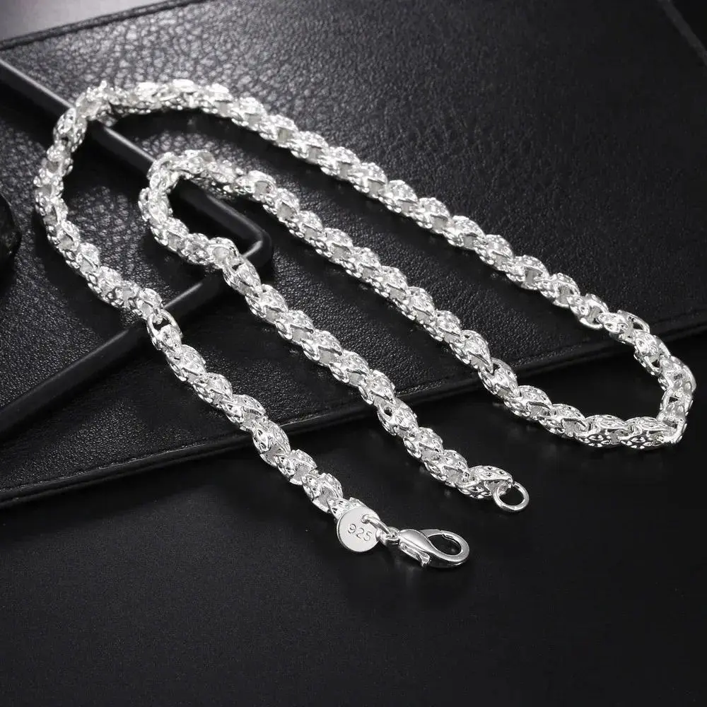 Hot 925 Silver-Plated Rope Chain Necklace for Women and Men,Upgraded Shine, Faceted Cut, Tarnish-Free, Goldstone necklace 5mm, 20"/24" Jewelry,Father's Day Gift, Fashion Party Wedding Accessories Elegant Gift for everyday wear
