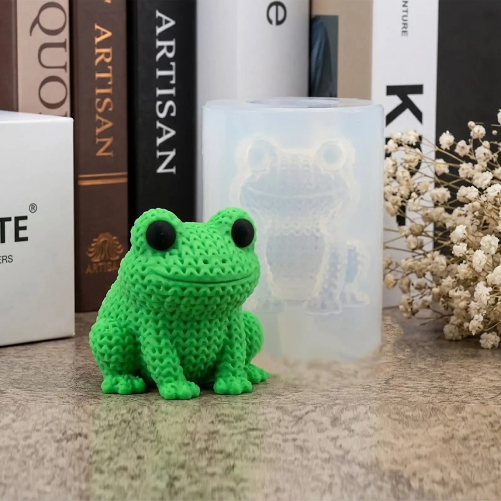 Large Size Knitted Frog Silicone Mold, Frog Enthusiasts, Professional And Handmade Silicone Tools, for /, Soap, Candles, Gypsum, Wedding Birthday Valentine's Day Christmas Holiday Decorations - Grade Non-Toxic, Knitted Style Textured Design.