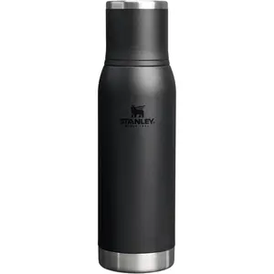 Stanley Adventure-To-Go Vacuum Bottle 25 oz | Wide Mouth with Leakproof Cup Lid | Keep Drinks Hot or Cold | Packable for Travel | Insulated Stainless Steel Thermal Bottle | BPA-Free | Black 2.0