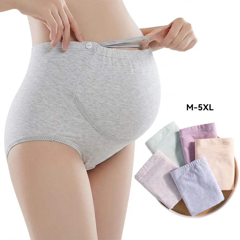 5 Pack High Waist Maternity Underwear Plus Size Maternity Underwear Adjustable Belly Support Soft Pregnancy Panties for Postpartum & All Trimesters