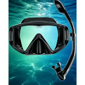 Dry Diving Set Panoramic View Mask Italian Craftsmanship Dry Snorkel for Underwater Sports