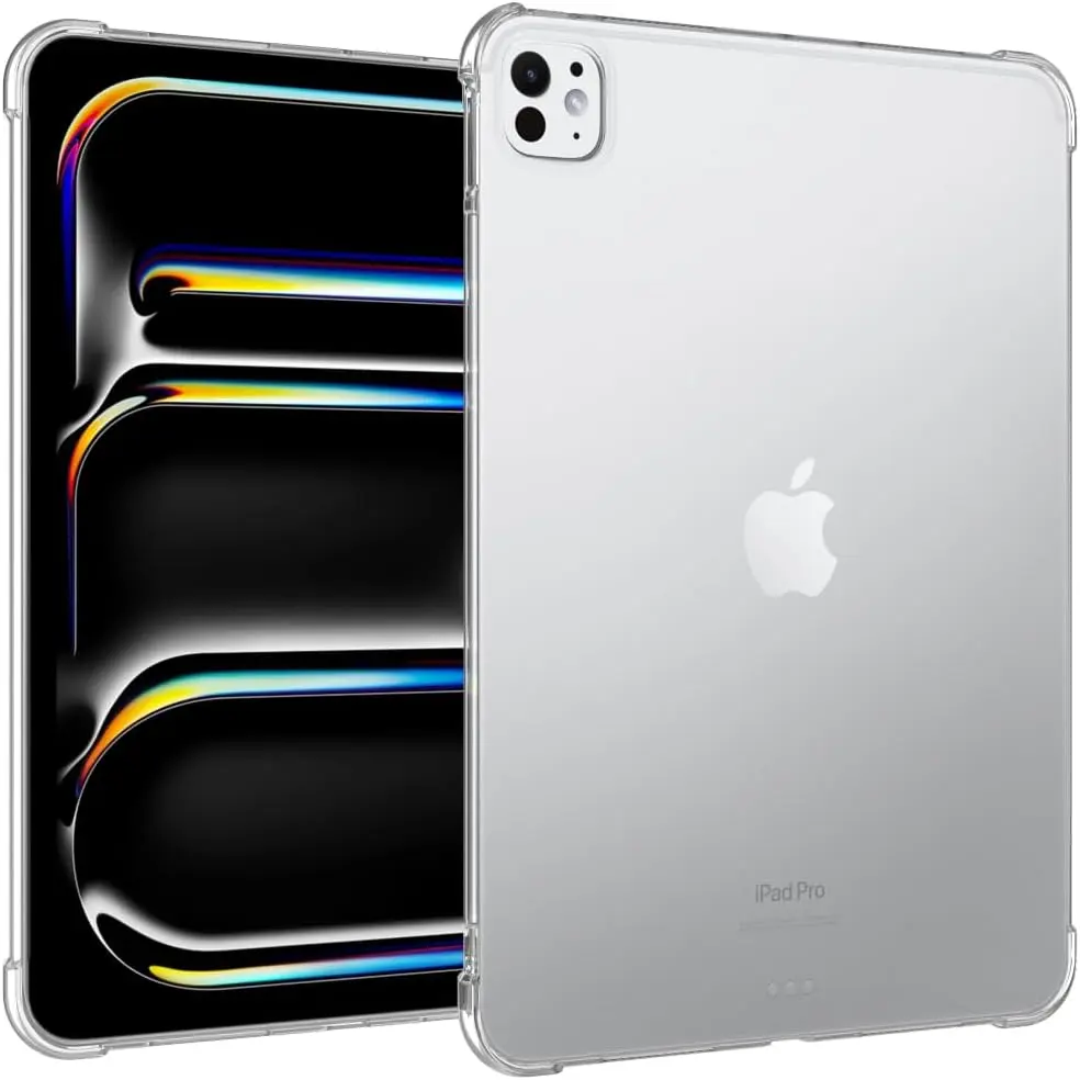 Case for iPad Pro 13 Inch M4 (2024 Model, 7th Generation), Slim Light Soft TPU Side Corner Protective Cover for iPad Pro 13, Clear