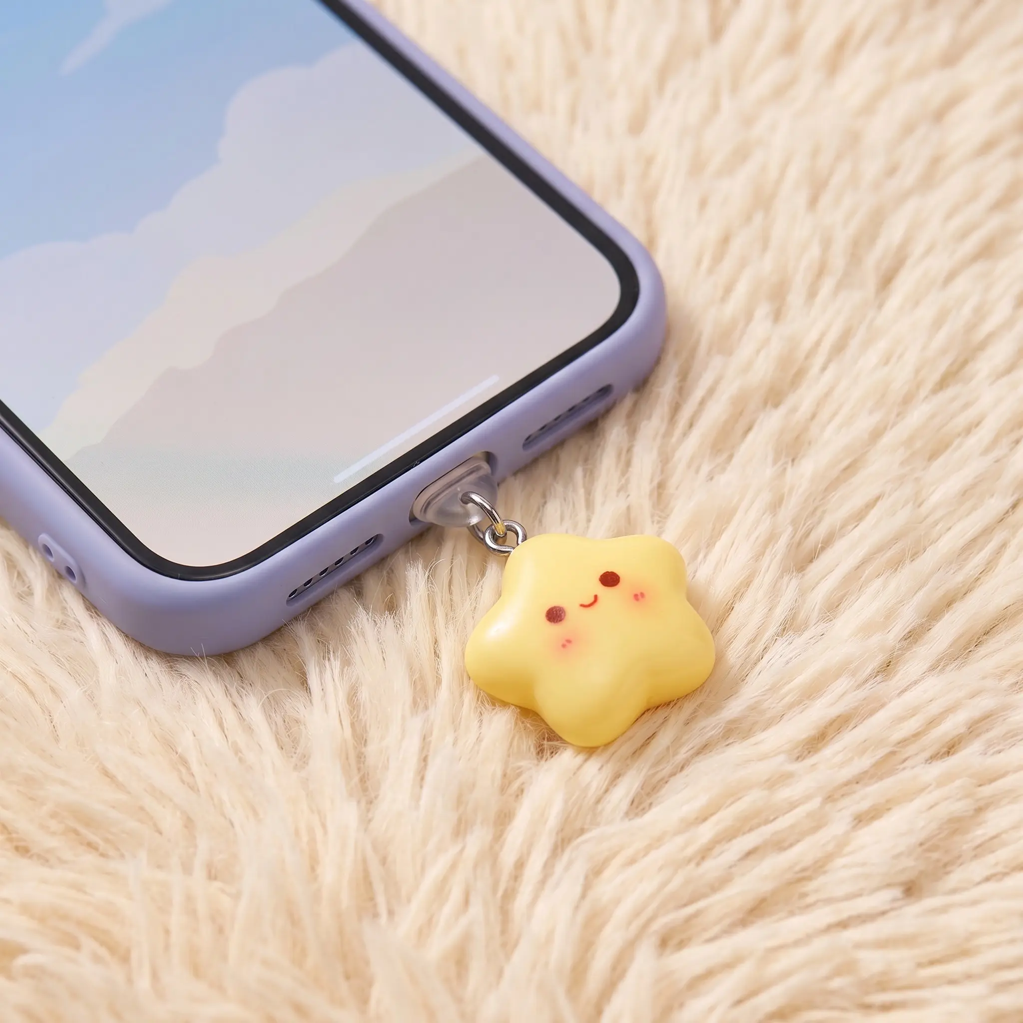 2 PCS Cute Star Design Phone Dust Plug, Creative Design Phone Charging Port Dust Plug, Cellphone Accessories for Lightning & Type-C Interface, Phone Decoration, Dust Plug Charm-YY0